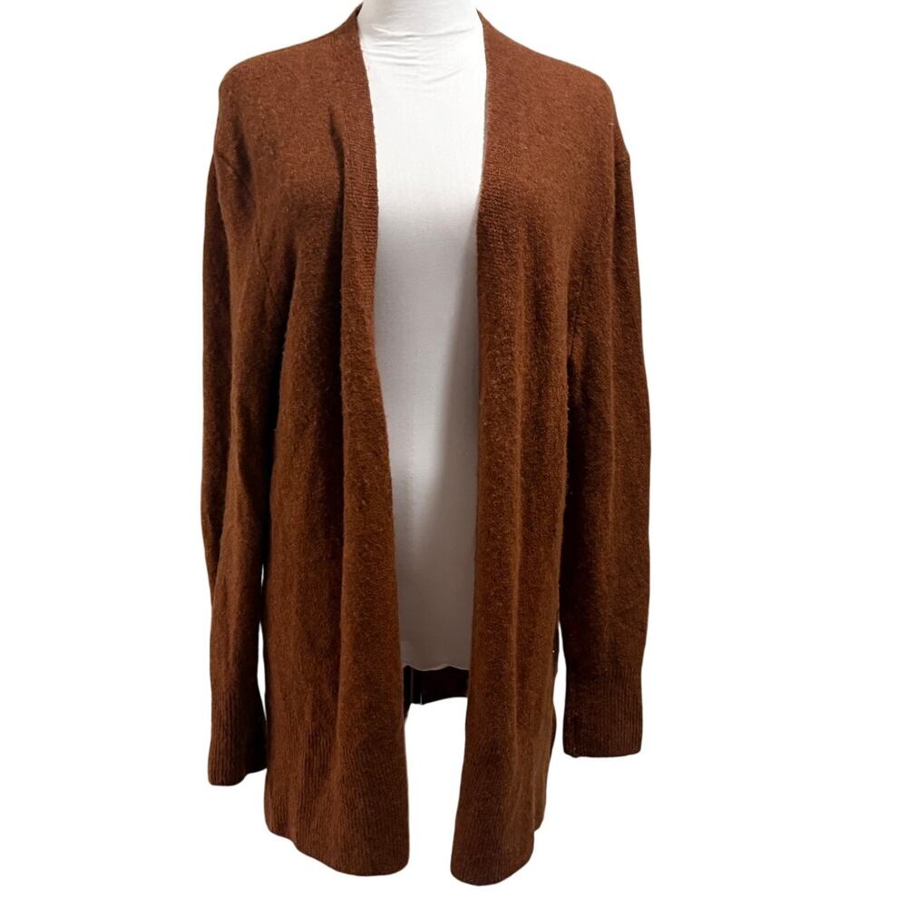 Madewell Medium Rust Brown Alpaca Merino Wool Blend Open Front Cardigan Fall